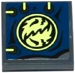 Tile, Modified 2 x 2 Inverted with Dark Blue Cloth with 4 Eyelets, Ninjago Emblem and Yellowish Green Laces Pattern (Sticker) - Set 70737