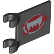 Lego Flag 2 x 2 Square [Thick Clips] with Silver Fangs and Dark Red Print [70004]