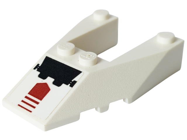 Lego Wedge 6 x 4 Cutout with Stud Notches with Black and Dark Red Arrow Pattern (Sticker) - Set 7714