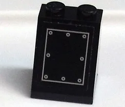 Slope 65 2 x 2 x 2 without Bottom Tube with Silver Rectangle and 8 Circles Pattern (Sticker) - Sets 3740 / 3741 / 10205 / 4186868