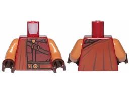Torso SW Cape with Folds over Shirt with Dark Brown Lines and Collar, Shoulder Strap, Belt with Gold Buckle Pattern / Medium Nougat Arms / Dark Brown Hands