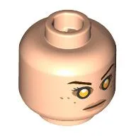 Minifig Head Darth Rey, Black eyebrows, Yellow Eyes, Peach Lips, Freckles, Stern/Angry Scowl / Light Nougat