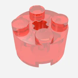 Brick Round 2 x 2 with Axle Hole / Trans-Red