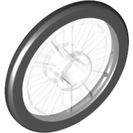 Lego Wheel Wheelchair with Fixed Black Hard Rubber Tire, with Clip Hole / Trans-Clear