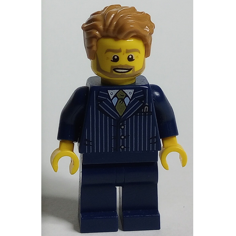 Lego Dark Blue Torso, Suit, Dark Blue Legs, Medium Nougat Hair