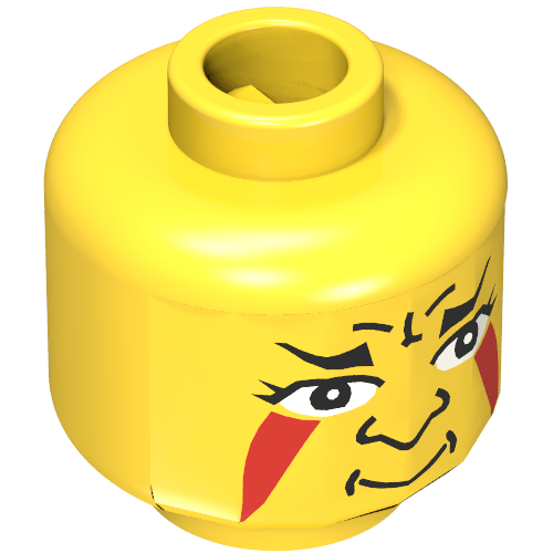 Lego Minifig Head Indian, Face Paint with Painted Triangles Print [Blocked Open Stud] / Yellow