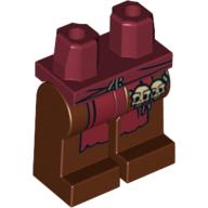 Lego Hips and Reddish Brown Legs with Dark Red Loincloth and Skulls Print / Dark Red
