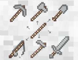 Minecraft Modular Stick: Pickaxe, Axe, Shovel, Fishing Rod, Hoe & Sword