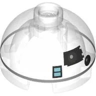Brick Round 2 x 2 Dome Top with Astromech, R3-T6, Dark Bluish Grey Line, Black Eye, Medium Blue Square Print