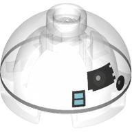 Lego Brick Round 2 x 2 Dome Top with Astromech, R3-T6, Dark Bluish Grey Line, Black Eye, Medium Blue Square print