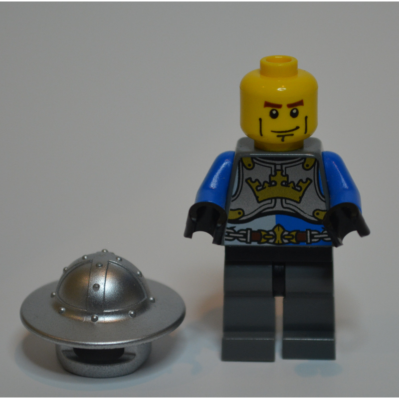 Lego Knight, Blue, Wide Brim Helmet, Cheek Lines
