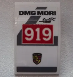 Slope, Curved 3 x 2 with Black 'DMG MORI' and 'WEC', White '919' on Red Background and Porsche Logo Pattern (Sticker) - Set 75876