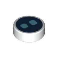 Tile Round 1 x 1 with Black Circle and 2 Medium Blue Circles Print / White