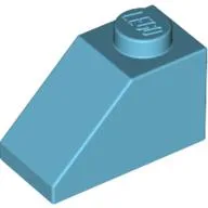 Brick Sloped 45° 2 x 1 with Bottom Pin / Medium Azure