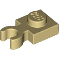 Plate Special 1 x 1 with Clip Vertical [Thick Open O Clip] / Tan
