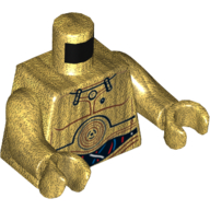 Lego Torso Droid Plates, with Blue, Red and White Wires Print (C-3PO), Pearl Gold Arms and Hands / Pearl Gold