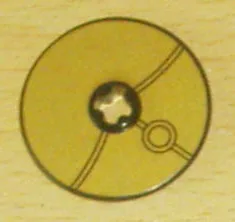 Technic, Disk 3 x 3 with Black Lines on Gold Background Pattern (Sticker) - Set 8007