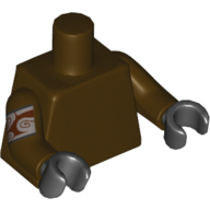 Lego Torso Plain, Dark Brown Arms with Silver Band Print, Black Hands / Dark Brown