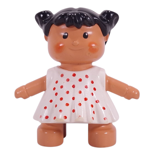 Lego Duplo Doll with White Dress with Red Dots (Baby) / Nougat