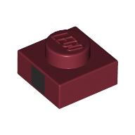 Lego Plate 1 x 1 with Black Square Print / Dark Red