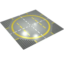 Baseplate 32 x 32 with 9-Stud Crossroads / Landing Pad with Yellow Circle Print / Light Gray