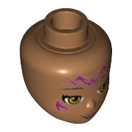 Minidoll Head, Small Smile, Light Brown Eyes and Elves Tribal Print [Azari] / Medium Nougat