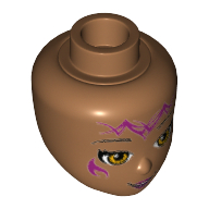 Lego Minidoll Head with Small Smile, Light Brown Eyes and Elves Tribal Print [Azari] / Medium Nougat