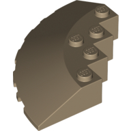 Lego Brick Round Corner 6 x 6 with 33° Slope and Facet Cutout / Dark Tan