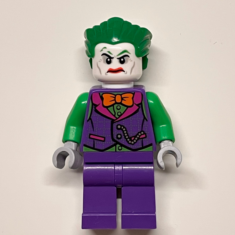 Lego The Joker with Dark Purple Vest Over Green Shirt and Orange Bow Tie