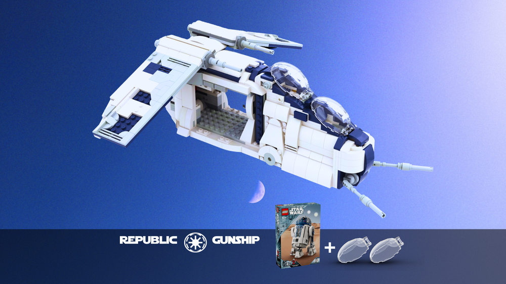 Lego Republic Gunship - 75379 modification (2 extra windhshields are needed)