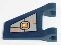 Flag 2 x 2 Trapezoid with Flat Edge with Orange Machinery on Silver Background Pattern Model Right Side (Sticker) - Set 70317