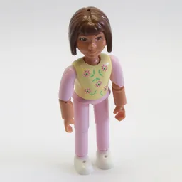 Belville Figure Articulated Elbows, Child, Female, Brown Hair, Pink Legs, White Shoes, Yellow Top with Flowers Print / [No Color/Any Color]