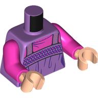 Lego Torso, Medium Lavender Dress, Dark Purple Decorations, Dark Pink Shirt print, Dark Pink Arms, Light Nougat Hands / Medium Lavender