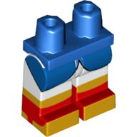Lego Hips with White Legs and Red Boots Pattern with Blue Coattails, Bright Light Orange Knees and Toes Print / Blue