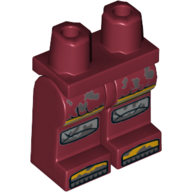 Lego Hips and Dark Red Legs with Dirty Knee Pads, and Yellow Toes Print / Dark Red