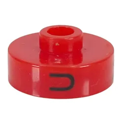 Pen Bead, Round Short, Flat Edge with 'U', 'M', 'T' Print / Red