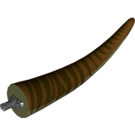 Lego Animal Body Part, Dinosaur, Tyrannosaurus Rex Tail, with Pin, Reddish Brown Top and Dark Brown Stripes Print / Olive Green