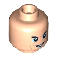 Minifig Head Grandmaster, Dark Orange Brow and Cheek Lines, Light Blue Eye Shadow and Line on Chin, Smug / Smile Print / Light Nougat