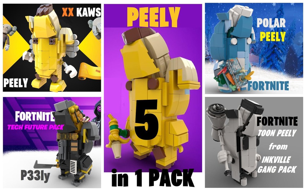 Lego Peely 5 skins pack Fortnite - 5 in 1
