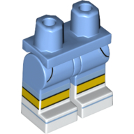 Lego Hips with Medium Blue Legs and White Boots Pattern with Black Pockets, Yellow Knees and Medium Blue Stripe on Feet Print / Medium Blue