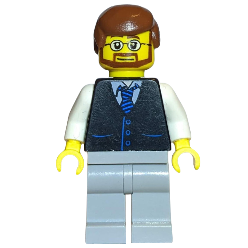 Lego Black Torso, Light Bluish Grey Legs, Reddish Brown Hair