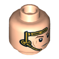 Lego Minifig Head Anakin Skywalker, Gold Headset, Closed Mouth Smile / Angry Print / Light Nougat