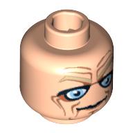Lego Minifig Head Palpatine (Chancellor), Blue Eyes, Deep Brown Wrinkles Print / Light Nougat