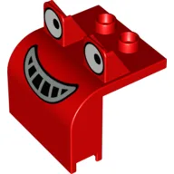 Duplo Bulldozer Front with Eyes Looking Left Print (Muck) / Red