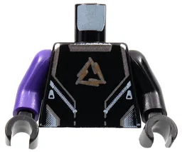 Torso Alpha Team Arctic Logo, Black Shirt and Silver Lines Pattern / Black Arm Left / Dark Purple Arm Right / Black Hands