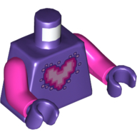 Lego Torso Pixelated Bright Pink and Dark Pink Heart Print, Dark Pink Arms, Dark Purple Hands / Dark Purple