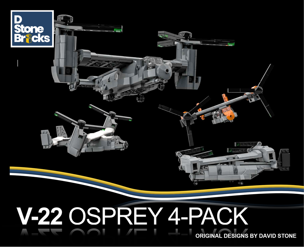 Lego V-22 Osprey 4 Pack (CV-22, MV-22, CMV-22, Rescue V-22) 1:100 Scale