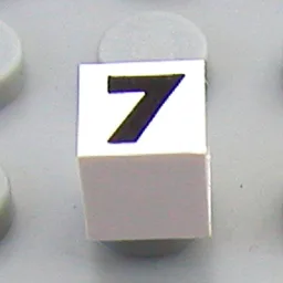 Modulex Tile 1 x 1 with Black '7' Print with No Lining / Modulex White
