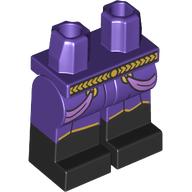Lego Hips with Dark Purple Legs and Black Boots Pattern with Dress, Gold Trim, Belt, Lavender Sashes print / Dark Purple
