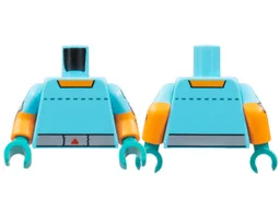 Torso Orange Collar, Dotted Line, Silver Belt Pattern / Orange Arms with Medium Azure Short Sleeves, Silver Tape, 'ON/OFF' Switch Pattern / Dark Turquoise Hands